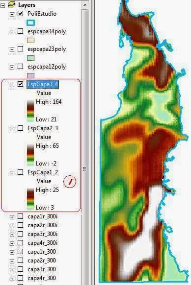 Espesores de las capas Arcgis