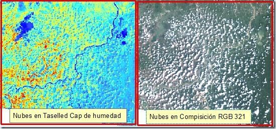 Nubes en Tscap de humedad y falso color