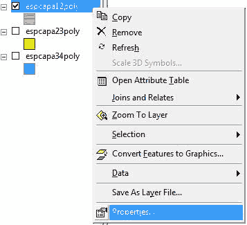 Propiedades de las capas en Arcgis