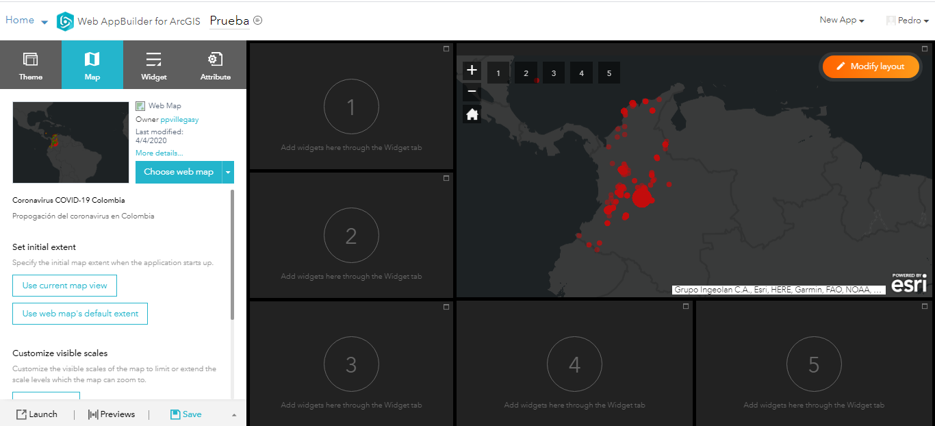Crear una aplicación web en ArcGis online. Coronavirus