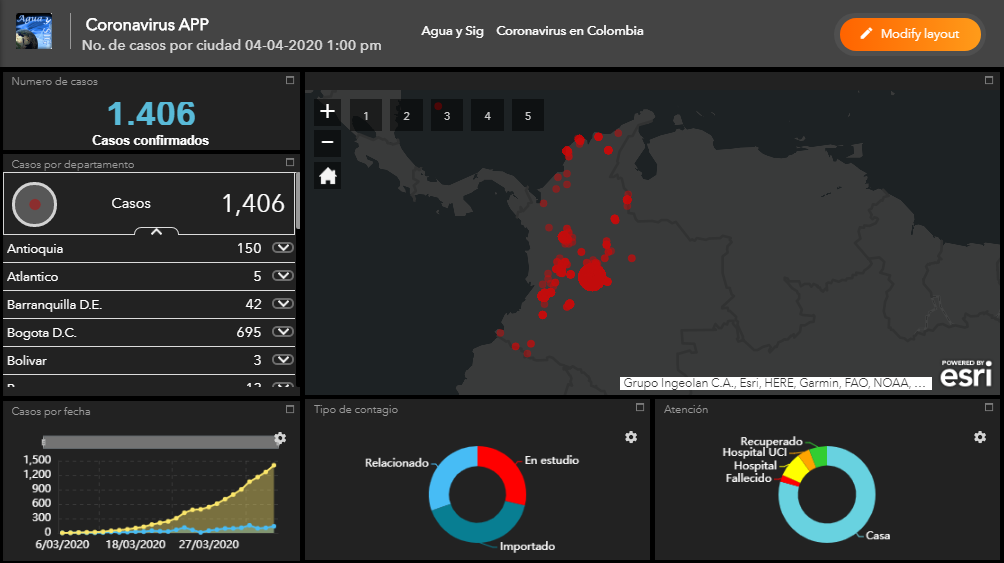 Mapa del coronavirus en Colombia